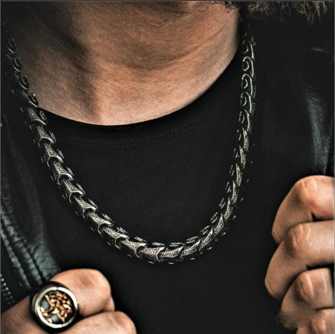 Herren Drachenknochen Kette Aus 316l Edelstahl Modeschmuck_voghion.com