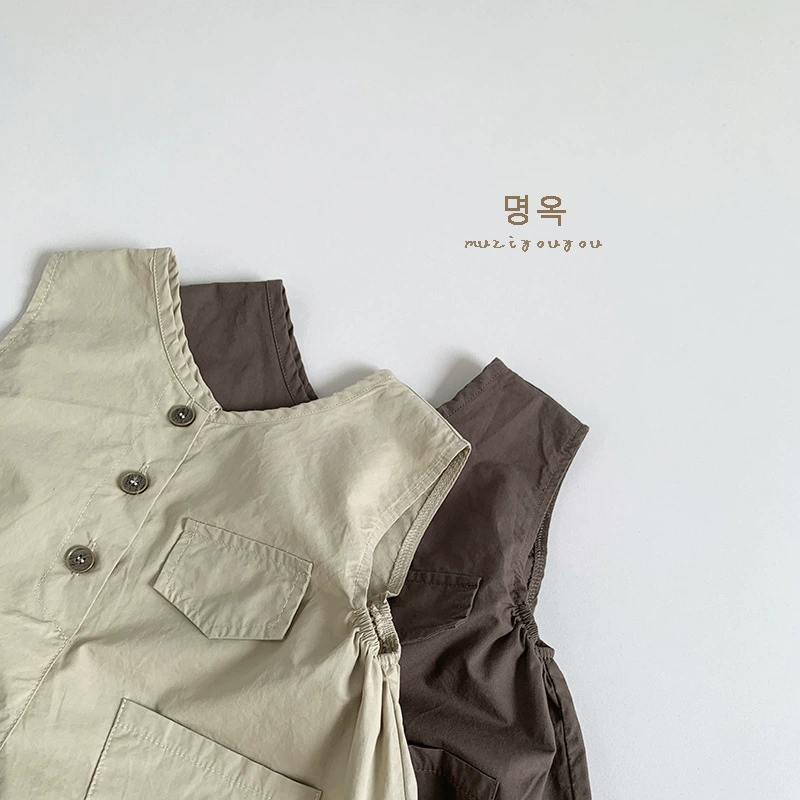 Summer children's thin retro overall for men and women, Korean style, children's clothing