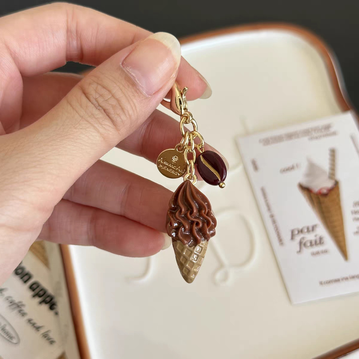 Cute Style 1 Piece Cute Ice Cream Plastic Bag Pendant Keychain