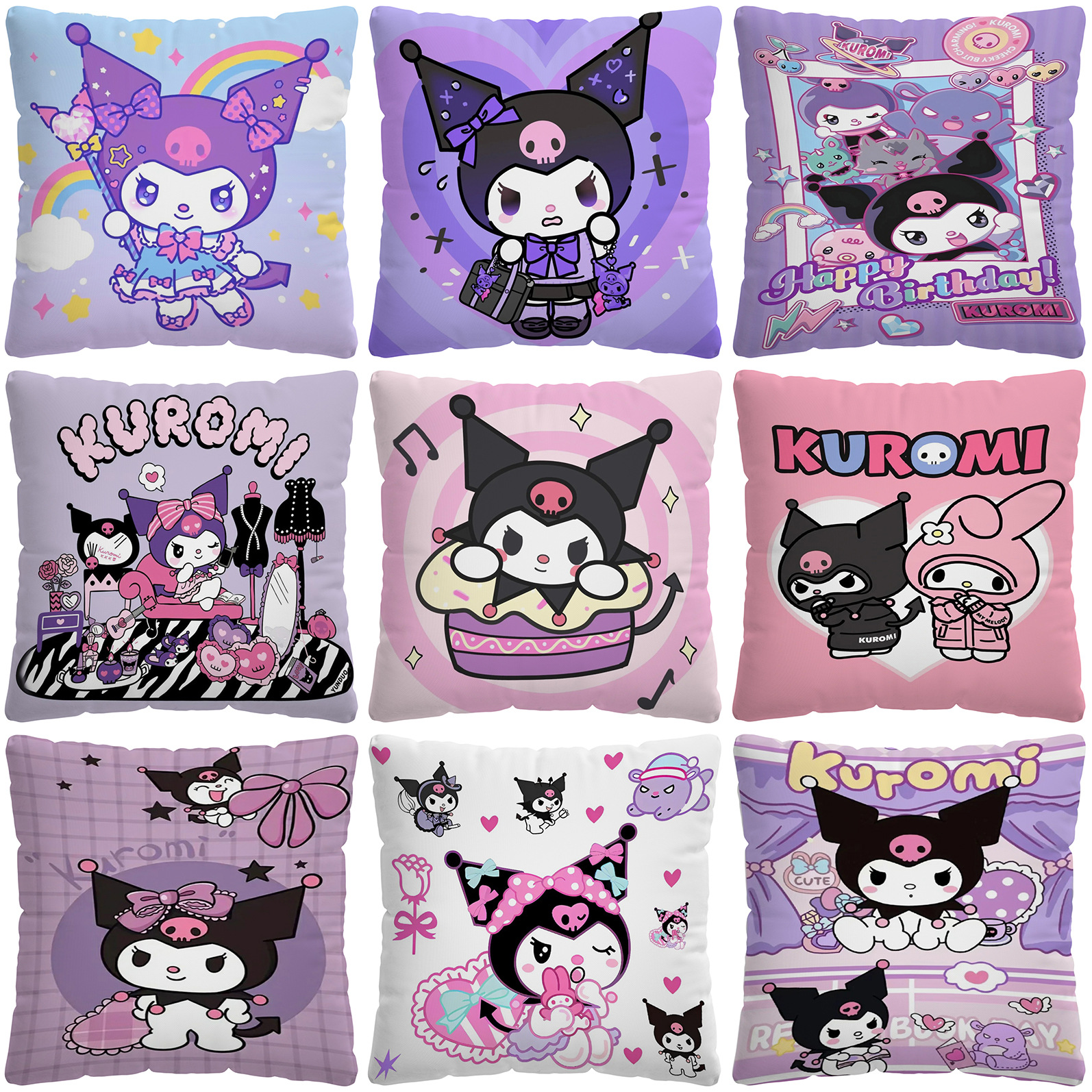 Cross-border Cartoon Cartoon Pillow Sanrio Sofa Pillowcase Household Pillow Cushion Kulomi Square Pillowcase