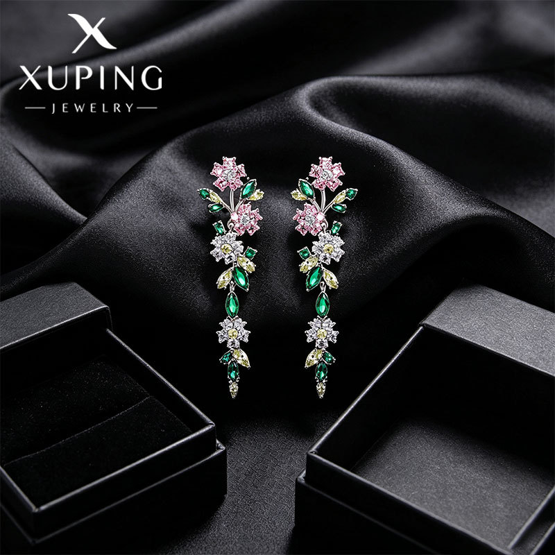 Pendientes Largos de Flores de Aleación