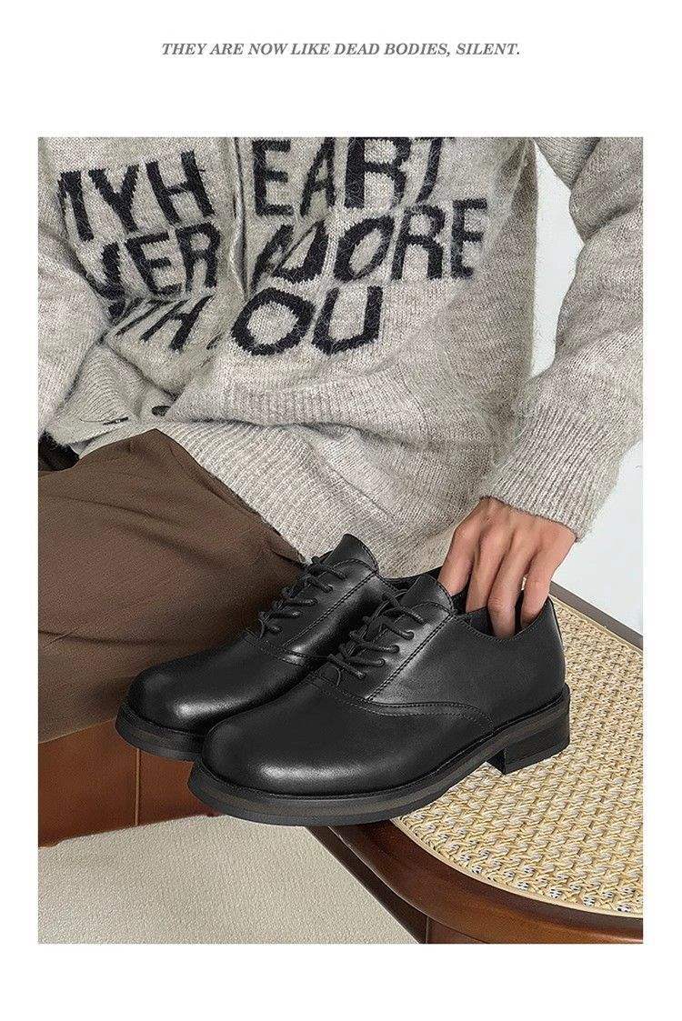 ShoeVault Square Toe Derby Leather Shoes For Men And Women, Business Formal Wear, Height Increasing, Wedding Brown Groom Style_voghion.com