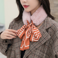 韩国毛领女仿獭兔毛毛绒围巾秋冬加厚保暖毛毛围脖飘带毛领女批发