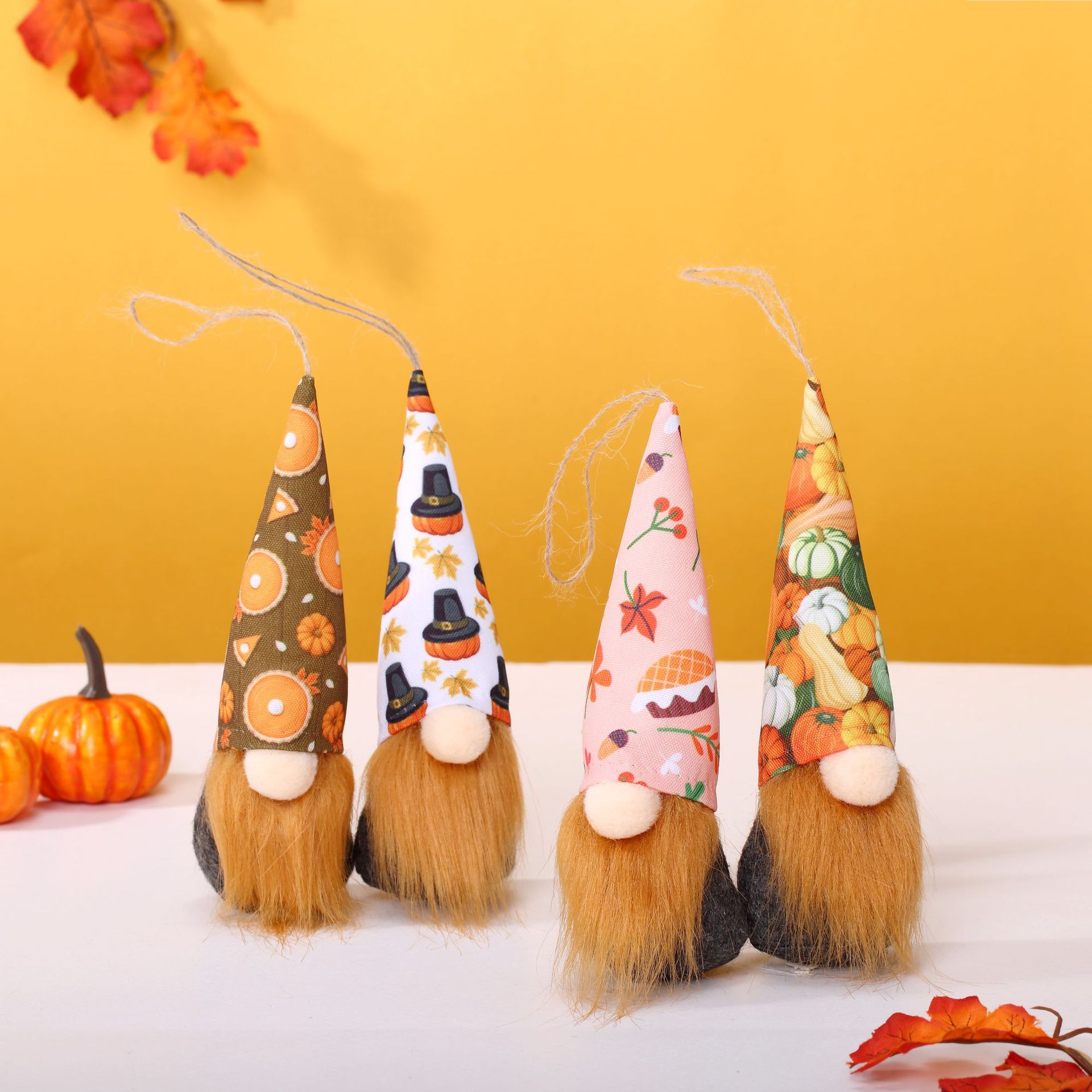 2022 transfronterizo nuevo festival de la cosecha adornos de hoja de arce Acción de Gracias calabaza sin rostro ancianos lindo enano de Navidad Decoración