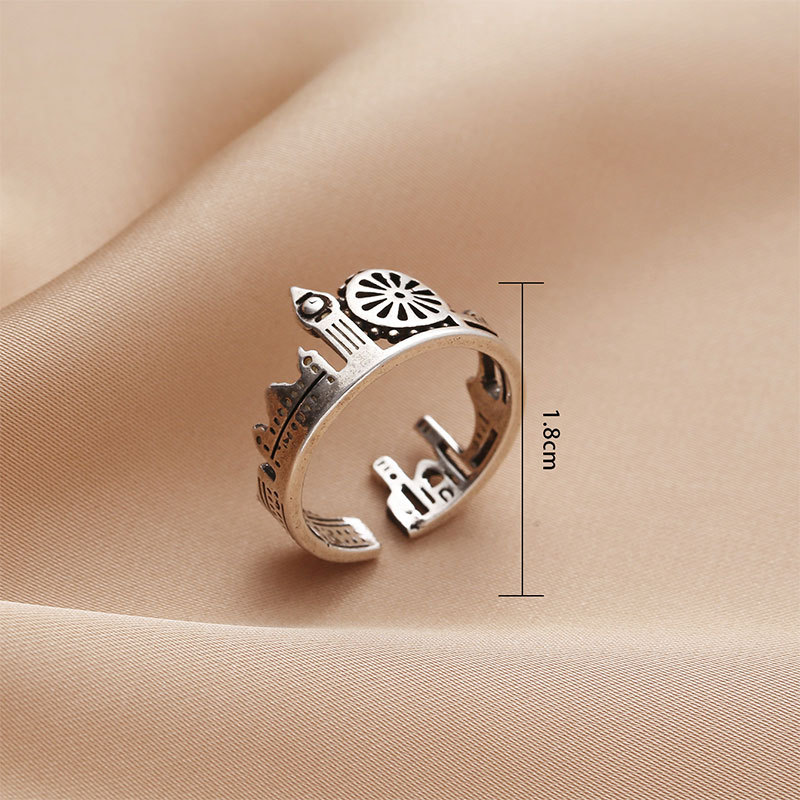 Korean version Dongdaemun Taeyin Castle ring, a retro, aged, individualistic, and cool style open ring accessory on Instagram pic 1