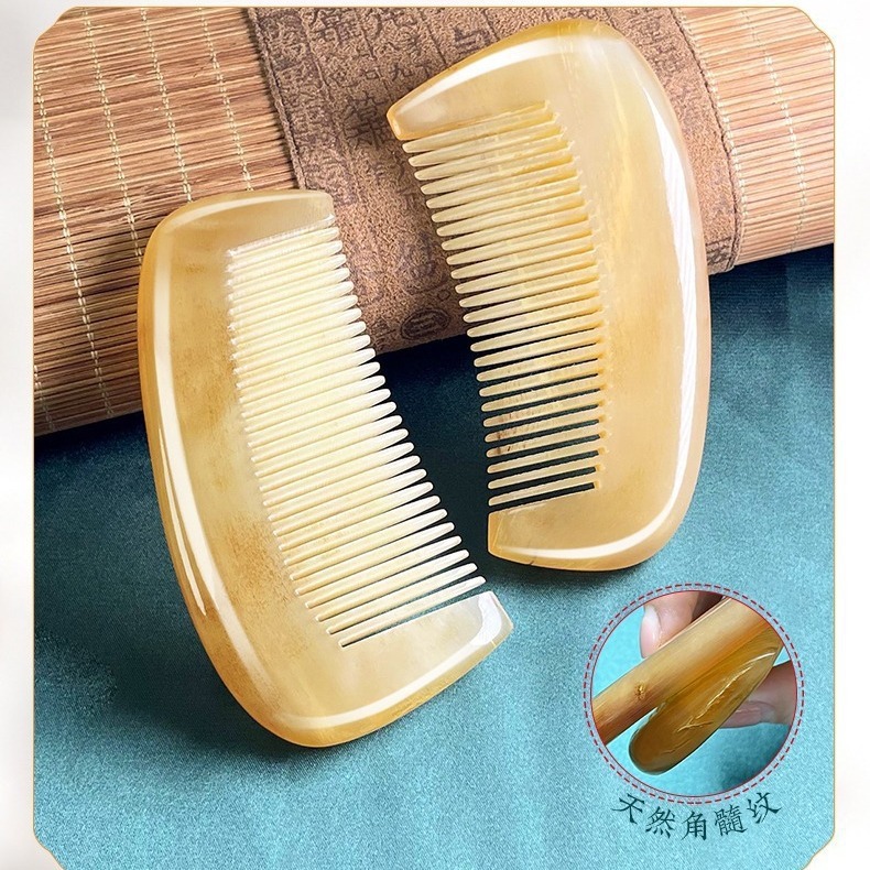 本物の牛角コーム、黄色の水牛の角、非白水牛コーム、厚みのあるしっかりしたヘアコーム、静電気ポータブル深セン|undefined