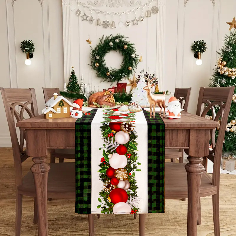 2025 nueva bandera de mesa de Navidad impermeable a prueba de polvo desgaste toallas de mesa atmósfera de Navidad sensación de tela decorativa transfronteriza