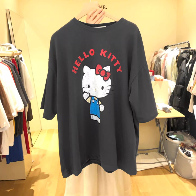 Hello Kitty Hello Kitty Mid-Length Short-Sleeved T-Shirt 2026 Summer New Loose Top Korean Women's Clothing