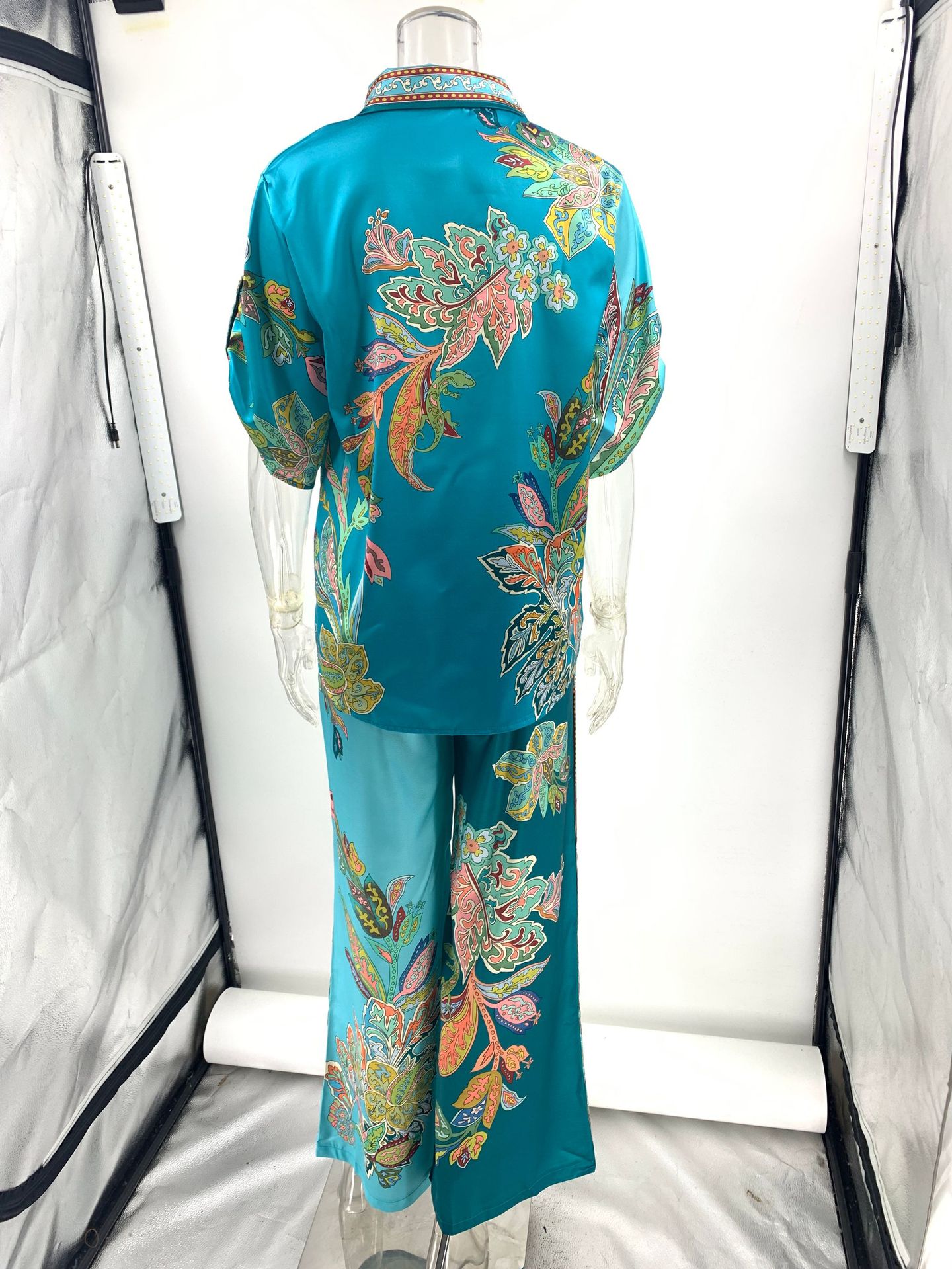 Women's Gender Casual Holiday Women's Chinoiserie Elegant Vintage Style Plant Polyester Pant Co-ord Set Pants Sets