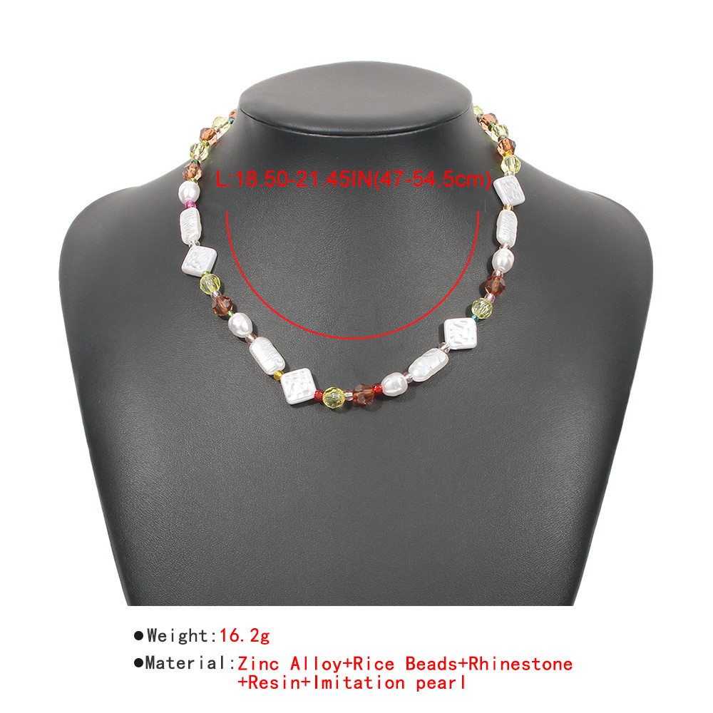 Wholesale Jewelry Bohemian Style Rice Bead Special-shaped Pearl Necklace Nihaojewelry display picture 4