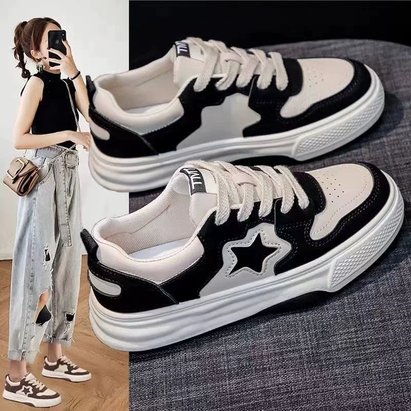 Casual footwear platform, fashionable white shoes for leisure, autumn, internet celebrity