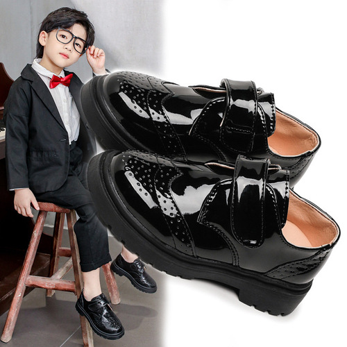 Children's shoes, boys' leather shoes, spring and autumn  new Korean style British black soft bottom primary school students' campus performance shoes