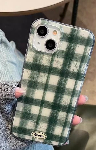 Nueva hebilla de cuero de amor tridimensional a cuadros de color en contraste 15ProMax iPhone13 para Apple 14 funda para teléfono móvil 12 mujeres