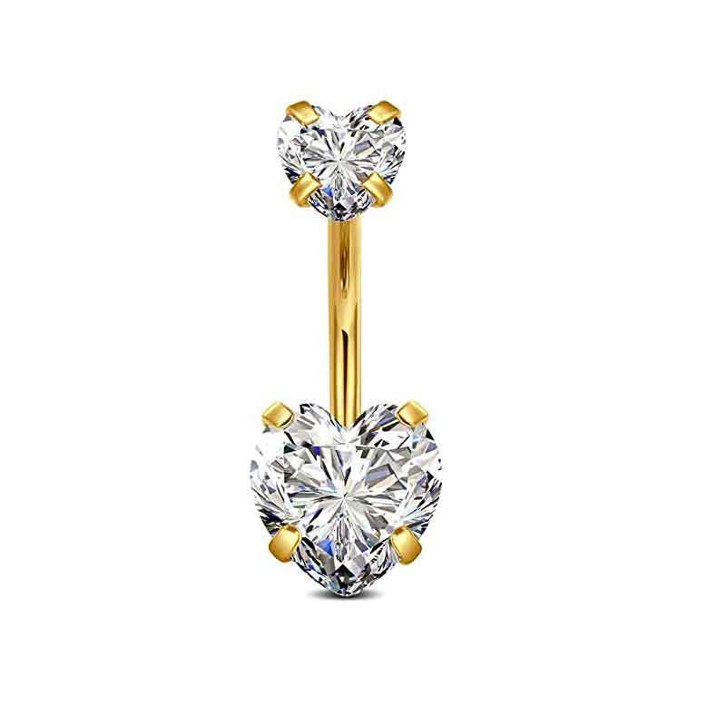 Gold Star Navel Ring 316L Surgical Steel Belly Button Piercing Jewelry Dangle CZ detail image 7