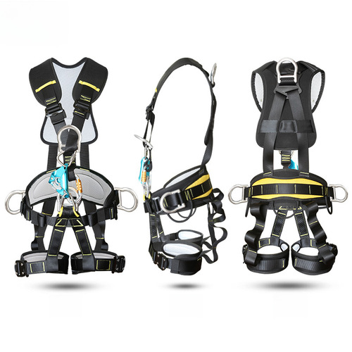 Full-body five-point standard high-altitude work safety harness with dual hook protection rope anti-fall outdoor power chest lift set