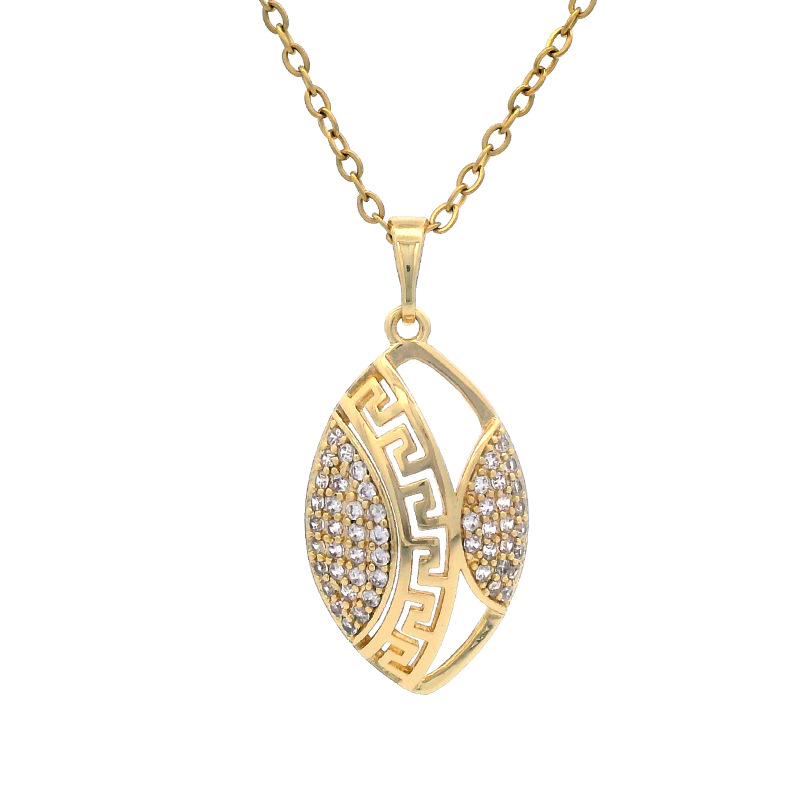 Xuping moda bronce dorado galvanoplastia piedra geometría colgante ovalado muralla mujer patrón retrógrado colgante nicho