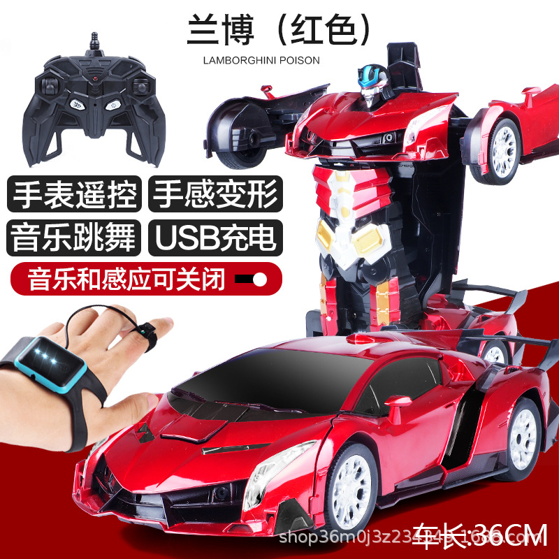 Control remoto de deformación de detección de gestos cargador de automóviles de carreras de cuatro ruedas robot grande niño niño coche de juguete súper grande
