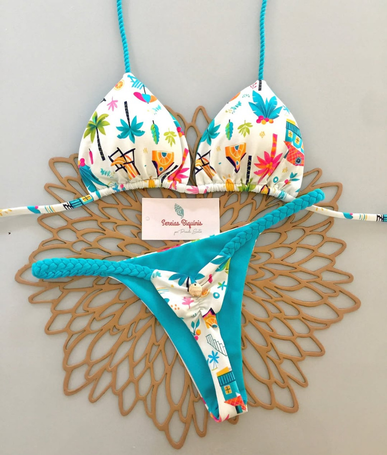 New 2025 Women's Fresh Floral Print Bikini Set Sexy Braided Rope Design European American Style Two Piece Swimsuit for Vacation_ecoleips.com