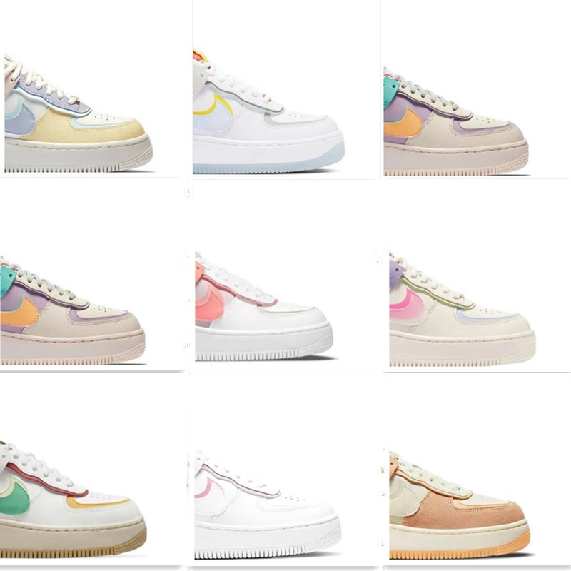 Putian Shoes Air Force One Pure White Macaron Ice Blue Pure Original Classic White Shoes Wheat Color Sneakers