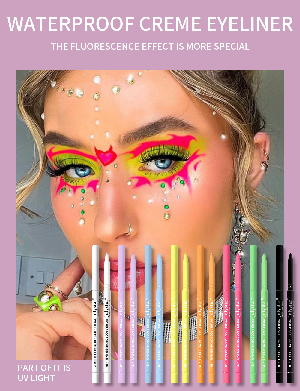 Julystar Colorful UV Fluorescent Gel Waterproof, Oil proof, Non tarnishing Pearl eyeliner Pen Beauty Makeup_voghion.com