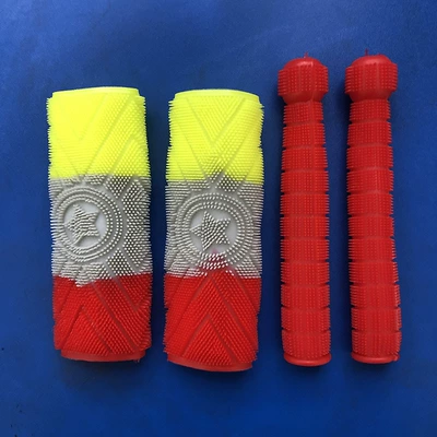 Electric Motorcycle Handlebar Cover: Motorcycle Handle Cover - red-gray-and-yellow-handlebar-cover-red-brake-cover
