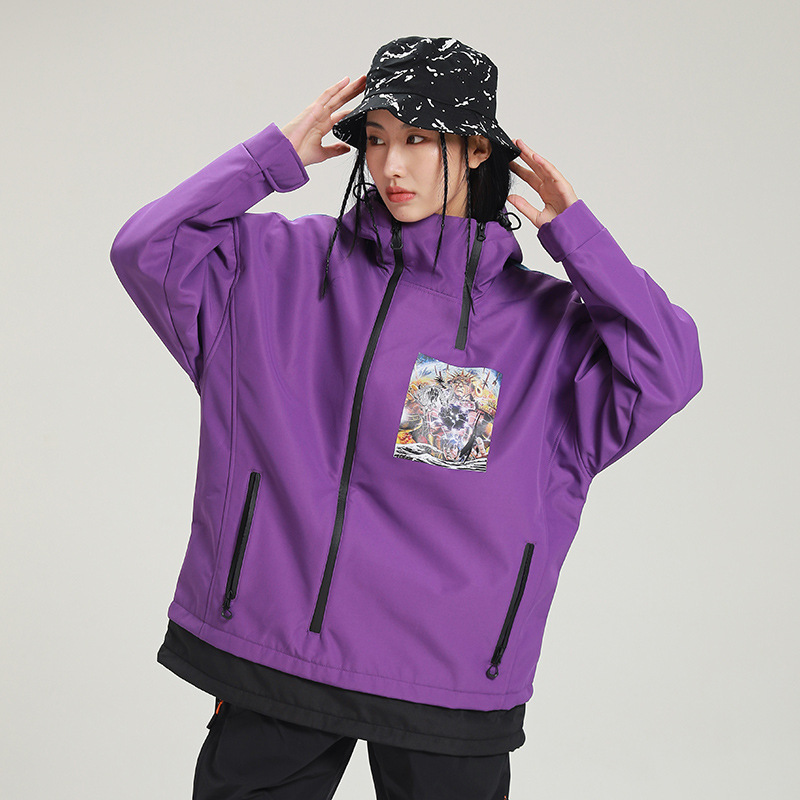 Jauna pāra slēpošanas kostīms sniega uzvalks foršs slēpošanas džemperis ar rāvējslēdzēju_voghion.com