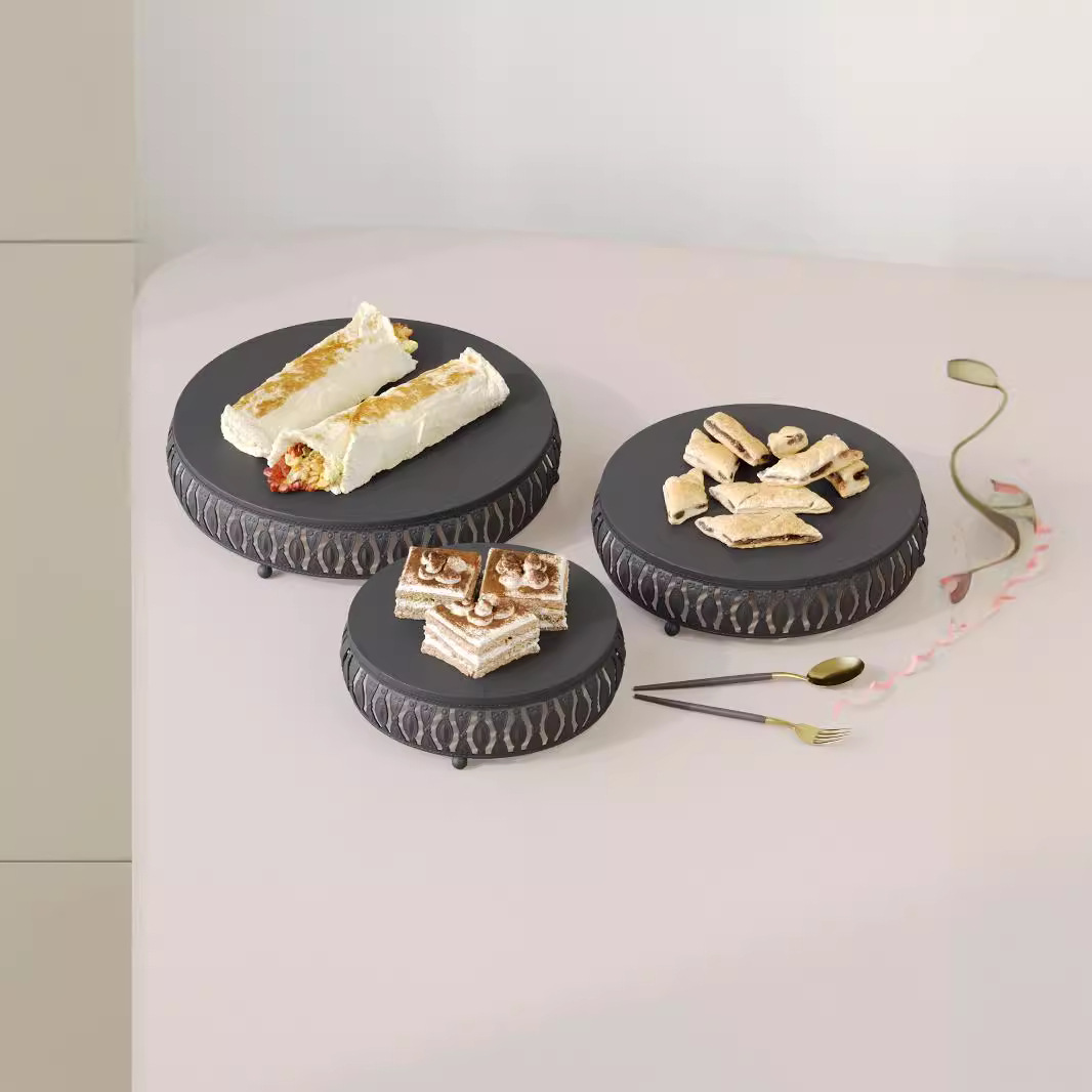 Estante de pastel europeo props de boda de encaje plato de pastel de boda dorado decoración de postre de hierro forjado marco de bocadillos se puede ajustar image 4