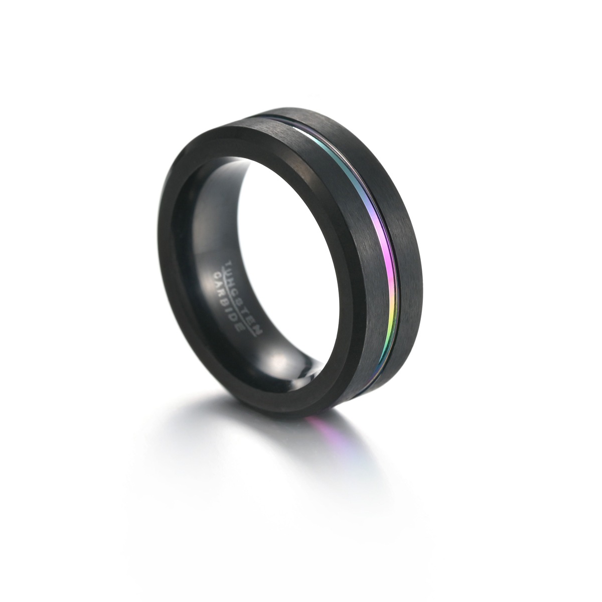 Bague Simple En Acier Au Tungstène Couleur Plaqué Noir display picture 4