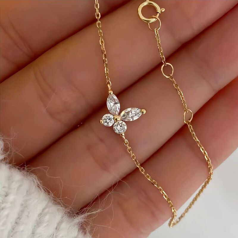 S925 Sterling Silver Plated 14K Gold Full Diamond Small Butterfly Bracelet Women's Niche Design High-End Accessible Luxury Elegant Versatile Hand Jewelry S925 Sterling Silver Plated 14K Gold Full Diamond Small Butterfly Bracelet Women's Niche Design High-End Accessible Luxury Elegant Versatile Hand Jewelry