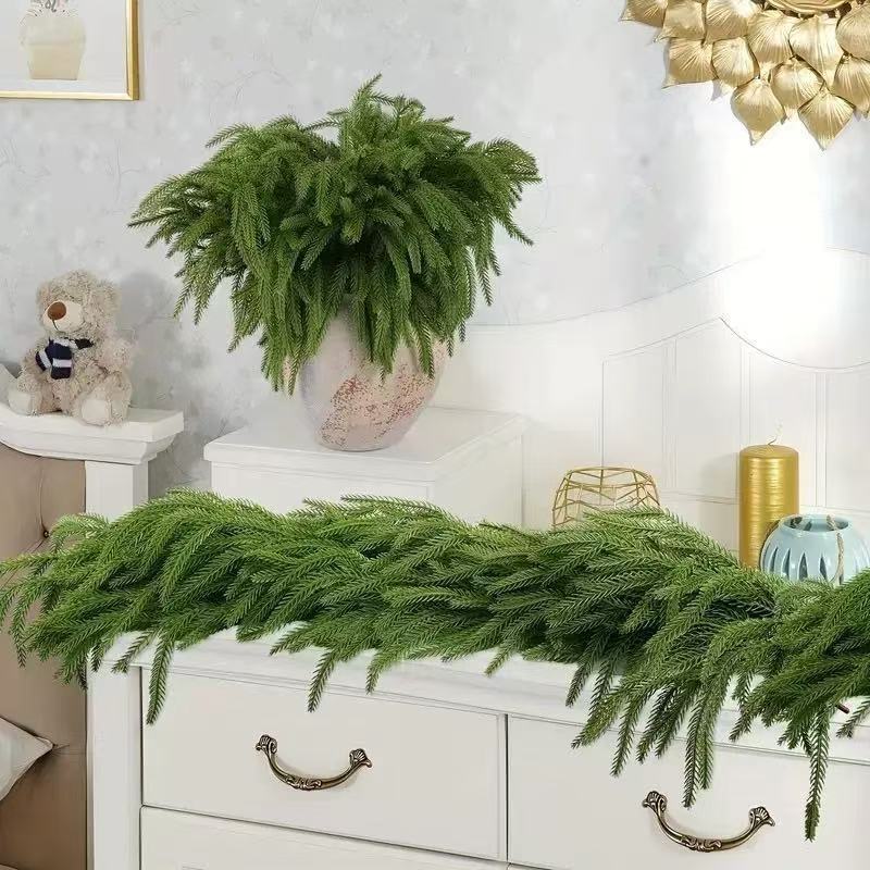 模擬緑の植物クリスマス装飾ソフトプラスチック感触PE素材松葉ノーフォーク松籐クロスボーダーアマゾンホットスタイル|undefined