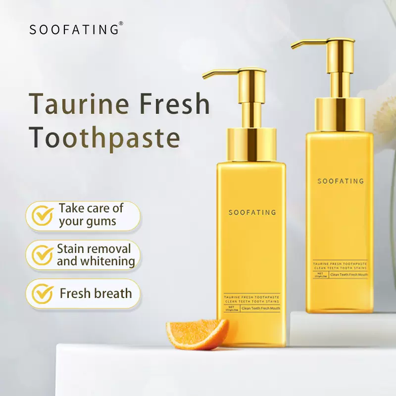 SOOFATING牛磺酸黄金牙膏 去黄亮白去牙齿渍按压式全英文跨境牙膏