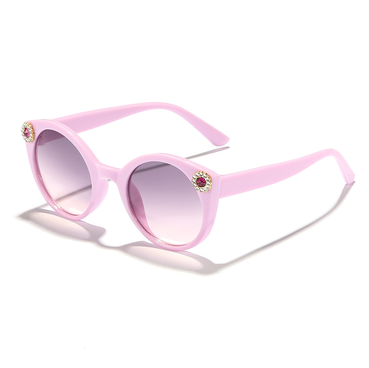 Gafas de sol de color caramelo con marco redondo de diamantes transfronterizos para niños Gafas de sol de tiro callejero de moda para niños y niñas Sunglasses