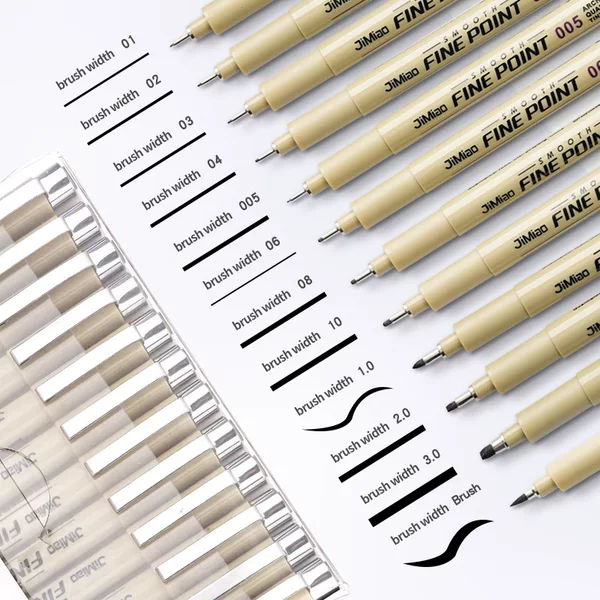 Fine Liner Pens for Hand-Drawn Art, Waterproof Quick-Dry Outlining Pens, Multi-Specification Drawing Pens, Manga Outlining Fine Liner Pen Set