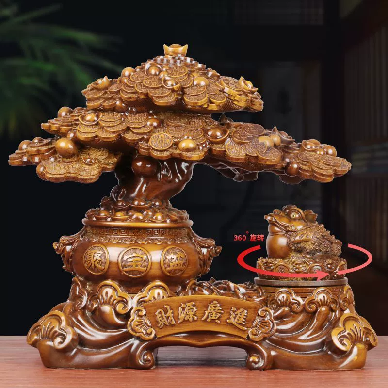 Процветание и богатство: золотая жаба, украшение в виде дерева удачи для подарка на открытие нового магазина, украшение для кассы, офиса, гостиной.