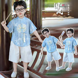 儿童汉服套装演出服中国风班服幼儿园服新中式超仙古装短袖表演服