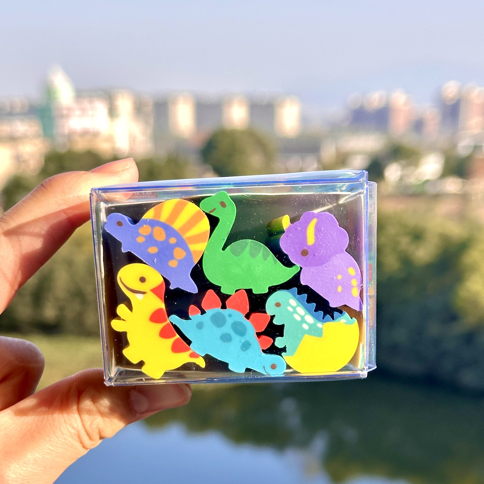 Chihao creativo borradora de dibujos animados dinosaurio tiranosaurio rebanada cortar música barra de goma estudiantes de papelería premios