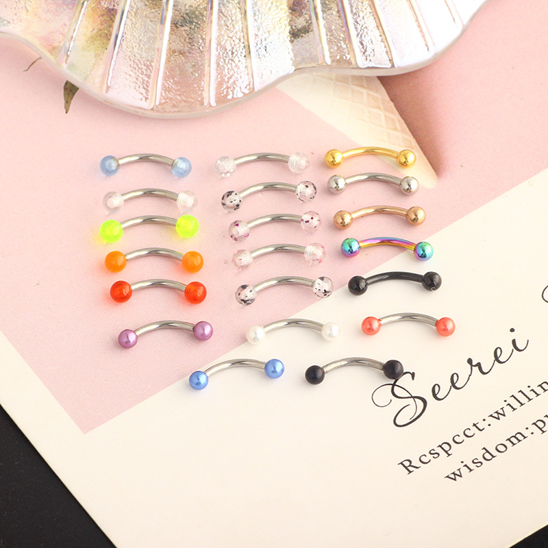 16G Stainless Steel Micro-Inlaid Zircon Eyebrow Ring Screw Ball Fashion Earrings Set of 10 detail image 9