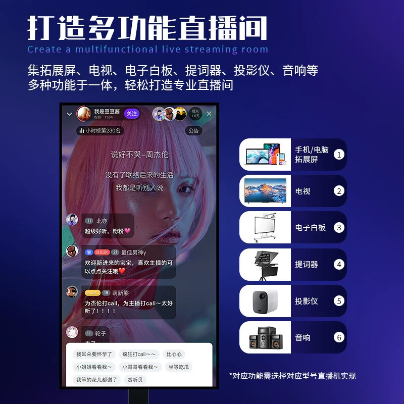Douyin live broadcast large-screen all-in-one machine 4K high-definition wireless projection display e-commerce delivery training teaching touch screen