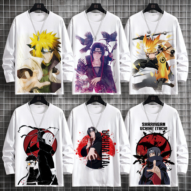Naruto Clothes Naruto Uchiha Skunk Animation Peripheral T-shirt Teenagers Autumn and Winter Long Sleeve Base Shirt Sweater
