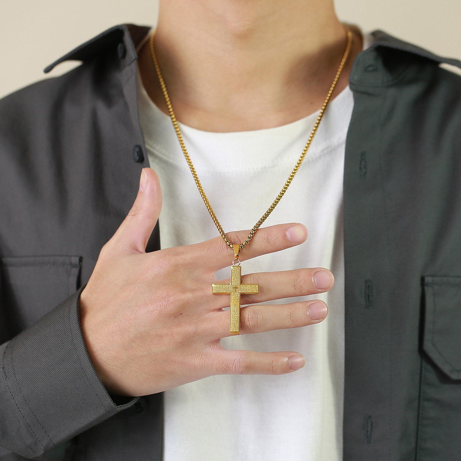 Simple Style Cross Titanium Steel Pendant Necklace Plating Stainless Steel Necklaces