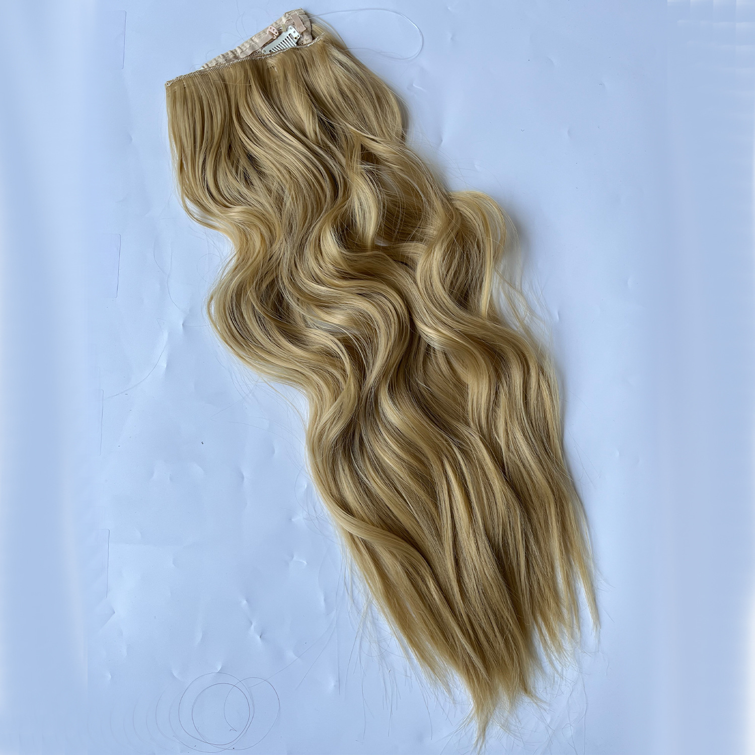 Peruca con 4 clips línea de pescado ondas invisibles extensión de cabello largo