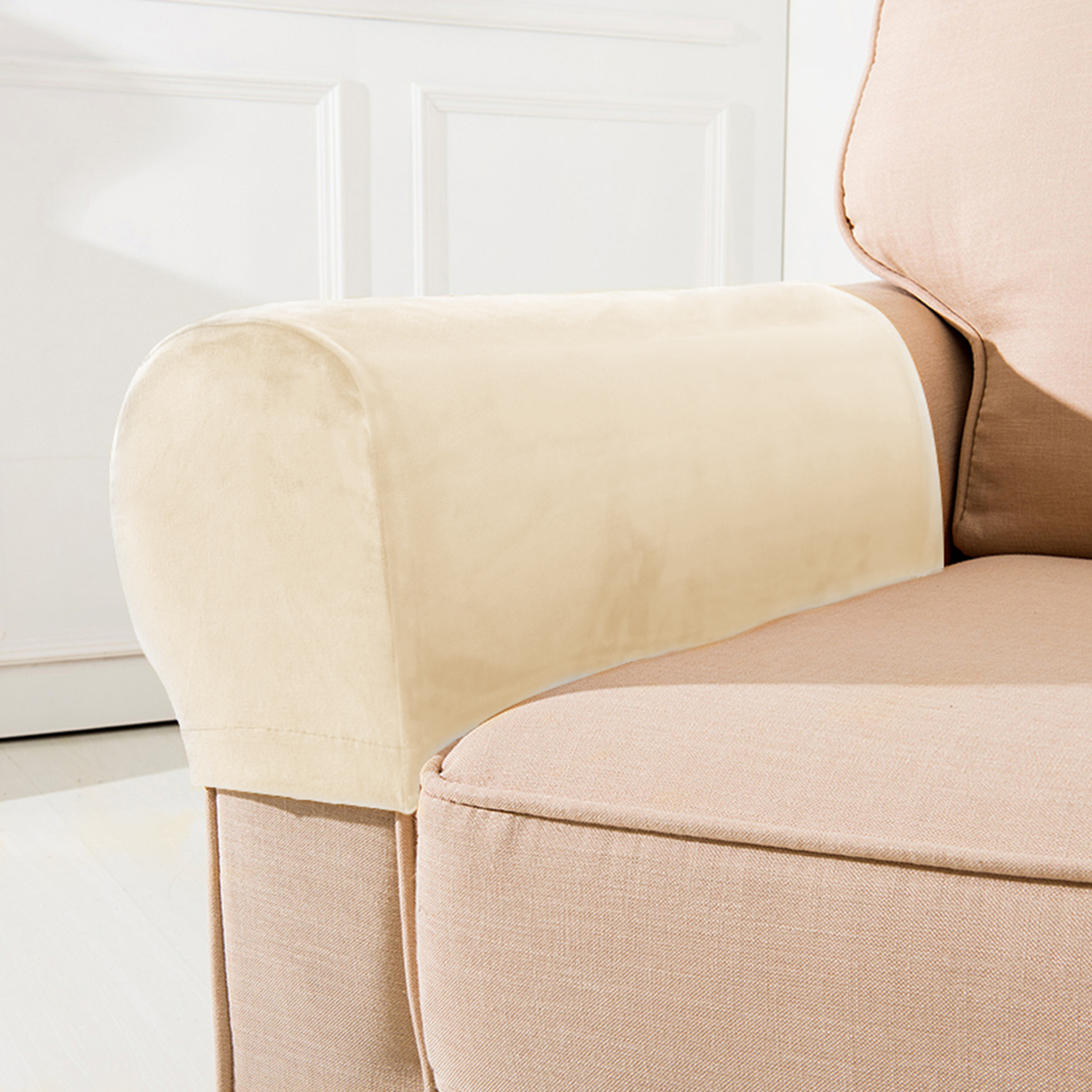 실버 여우 벨벳 소파 장갑-흰색