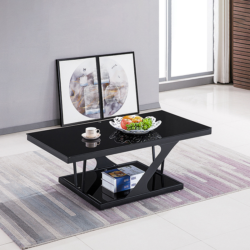 Nueva mesa de acero inoxidable de tipo pequeño, mesa de té de vidrio templado, sala de estar, mesa de té de oficina de lujo ligera, alquiler de casas