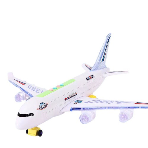 Airplane Light Electric Music Toy A380 Passenger Plane Model for Children, Rollable and Stunable