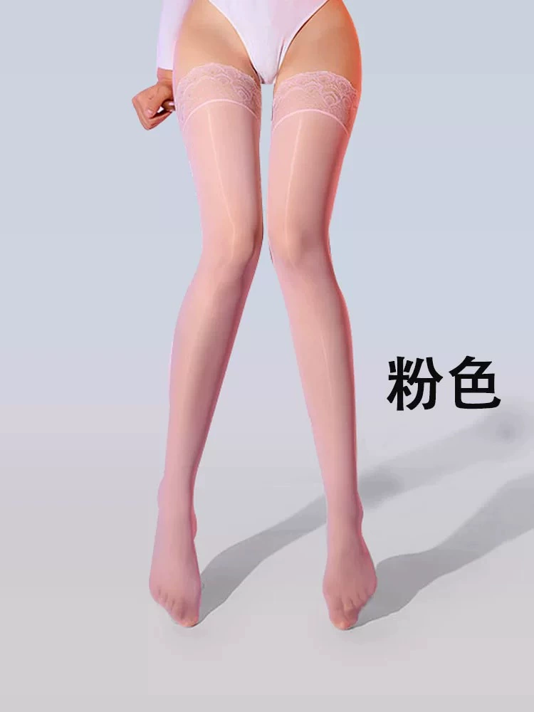 [912针马油长筒袜硅胶防滑孔雀尾花边长筒丝袜8D油亮过膝丝袜蕾丝]