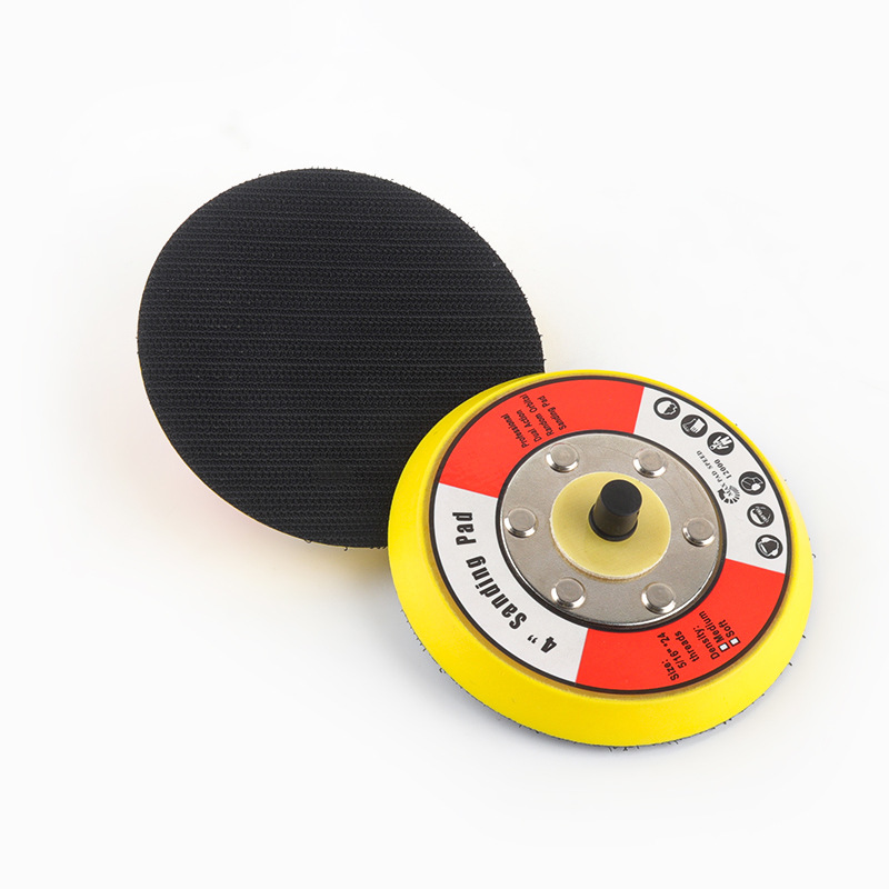 厂家批发4寸斜边气动抛光盘植绒背绒气动底盘粘扣托盘塑料打磨盘