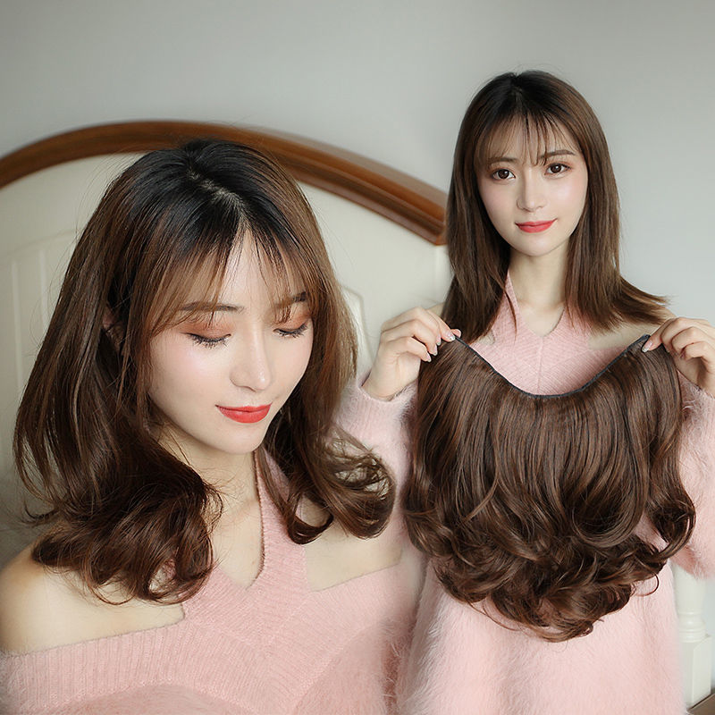 Wig for Women with Long Curly Hair and Big Waves, Popular Cute One-Piece Seamless U-Shaped Long Hair Straight Natural Hair Extensions Wig Wig for Women with Long Curly Hair and Big Waves, Popular Cute One-Piece Seamless U-Shaped Long Hair Straight Natural Hair Extensions Wig
