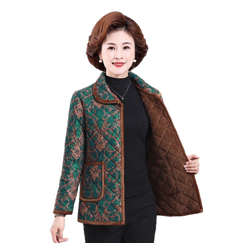 中老年妈妈棉袄短款棉衣翻领保暖加绒加厚奶奶冬装棉服上衣外套女|undefined