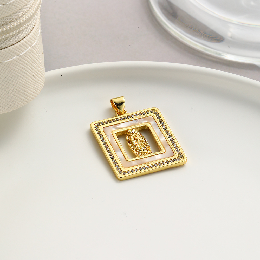 Rhinestones Inlay Material 1 Piece Copper Rhinestones Geometric Virgin Mary Star Pendant