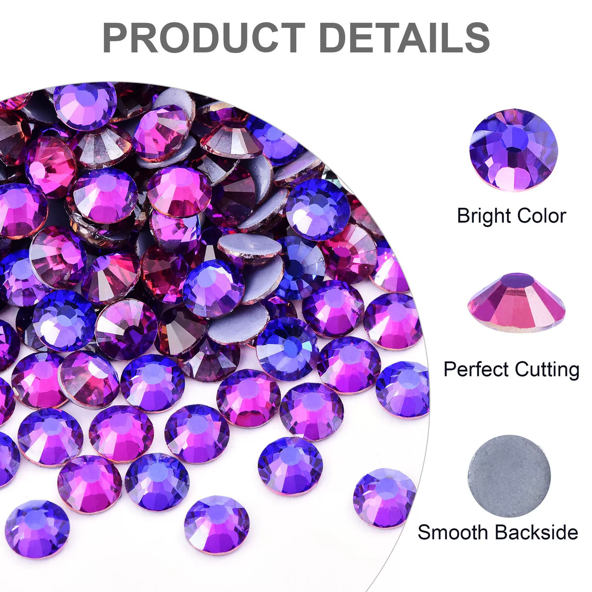 Meilin Kai's new hot drill hot -melt glue bottom diamond DIY clothing stick diamond round flat diamond glass crystal nail diamond